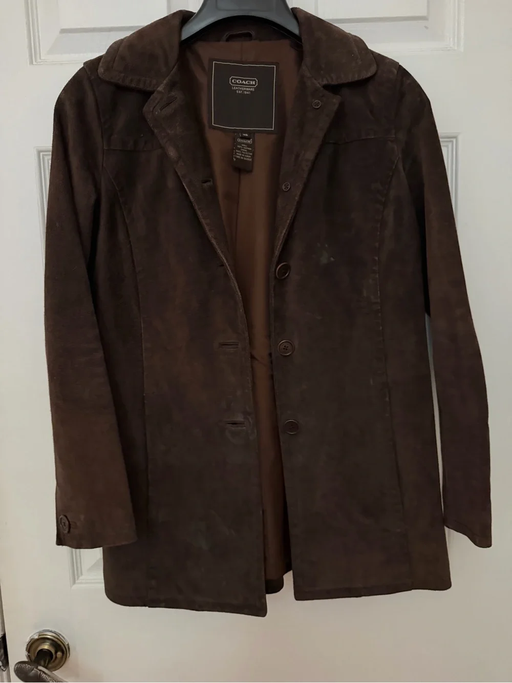 Coach Women's Brown Suede Button-Front Jacket